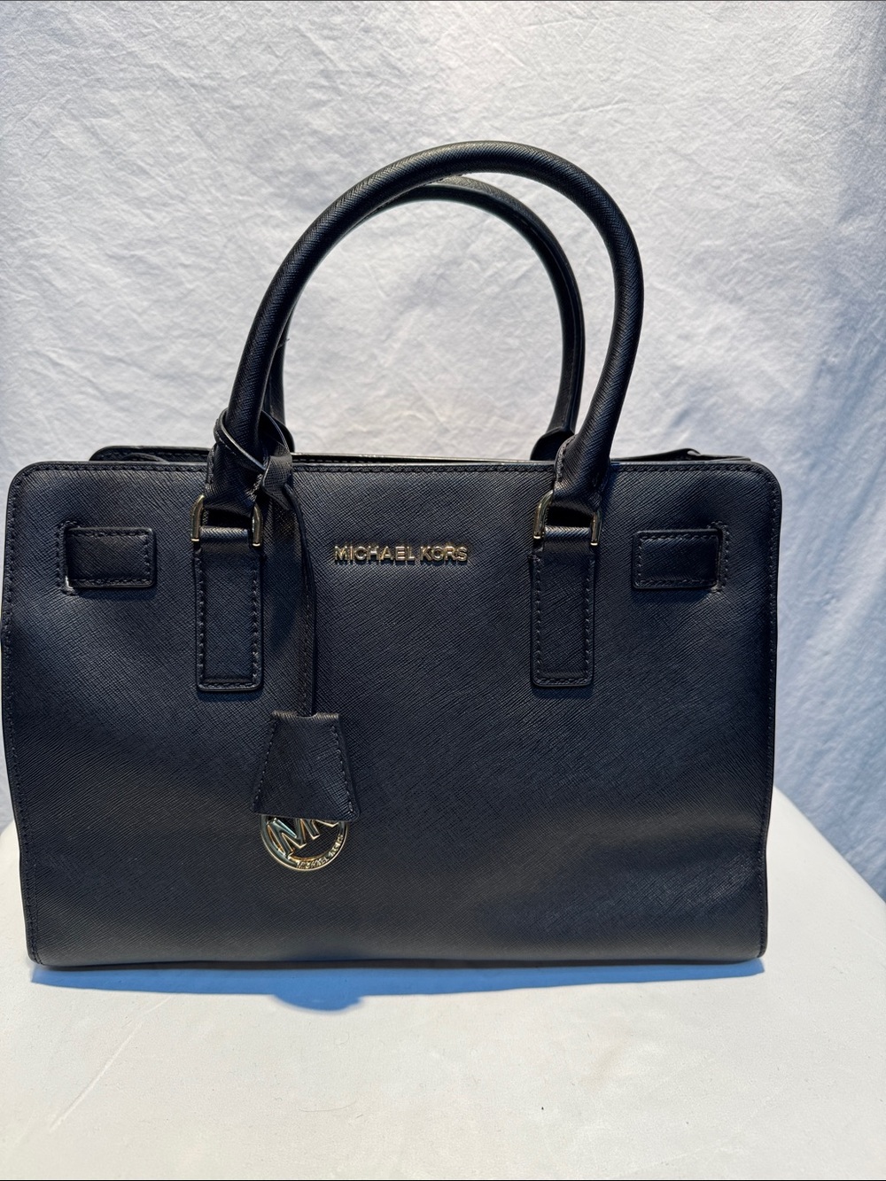 Michael Kors Black Saffiano Satchel with Gold Hardware
